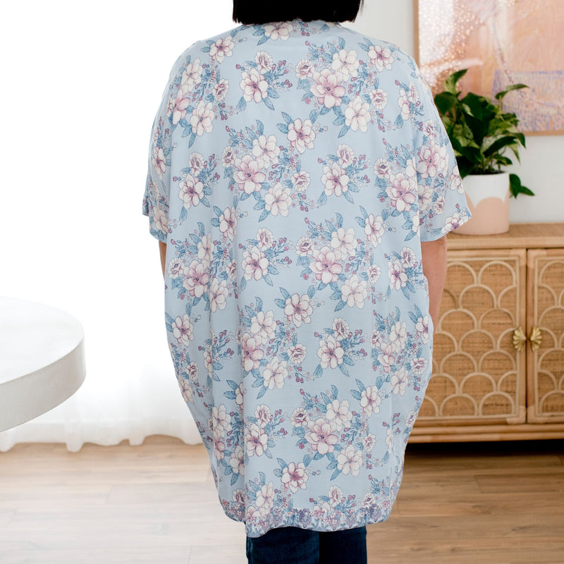 Midi Cocoon Shrug - Light Blue Floral [FINAL SALE]